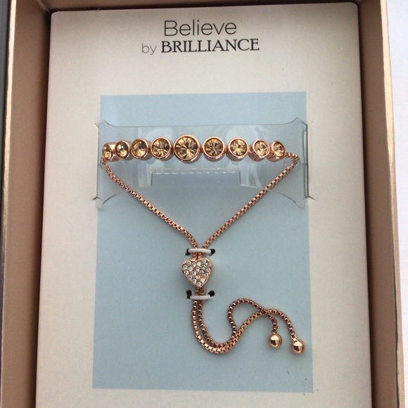 BELIEVE BY BRILLIANCE ROSE GOLD 14k GOLD FLASH PLATED CRYSTAL BRACELET N… - Picture 12 of 16